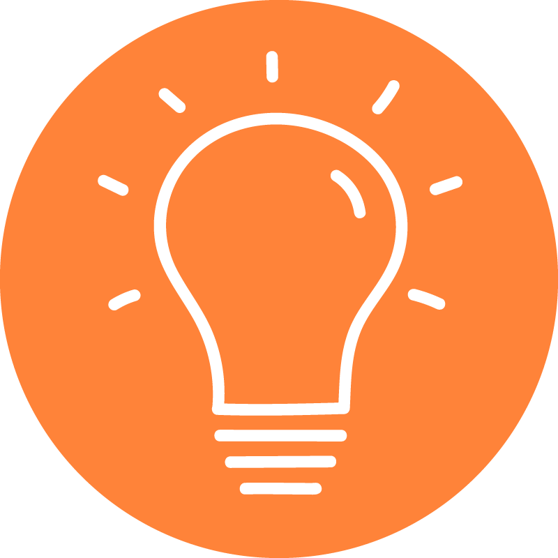 Das Symbol einer Glühbirne mit weißer illustrationsartigen